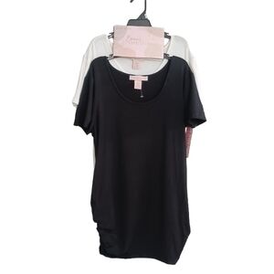 Emma's Expressions Black And White Short Sleeve Scoop Neck T-Shirt Tops 2 Pack